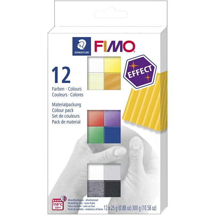 FIMO effect, assorted colours, 12x25 g/ 1 pack