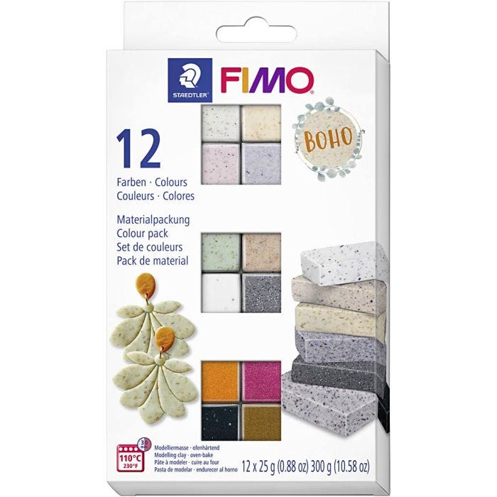 FIMO effect, assorted colours, 12x25 g/ 1 pack