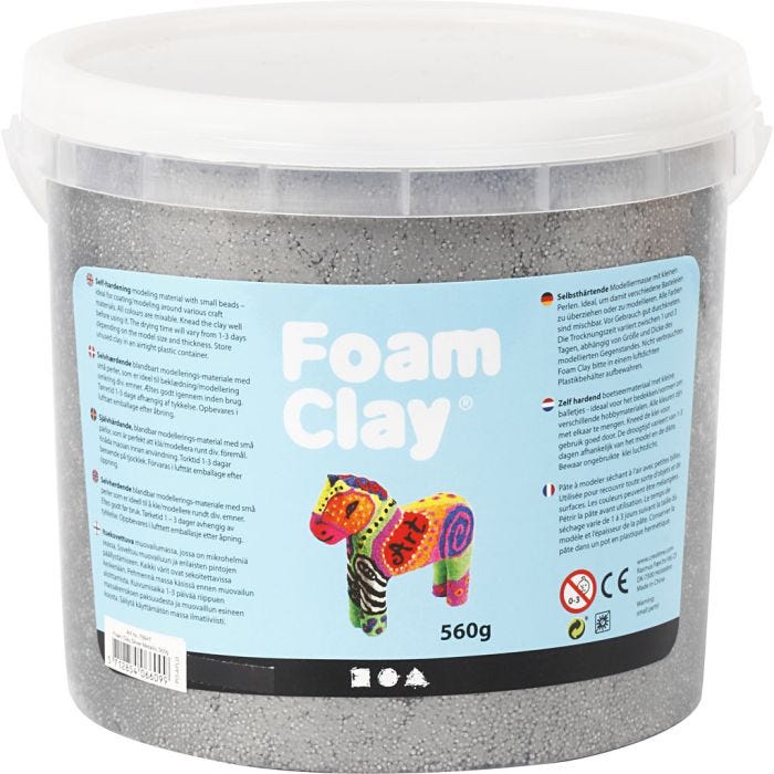 Foam Clay®, metallic, silver, 560g/ 1 bucket