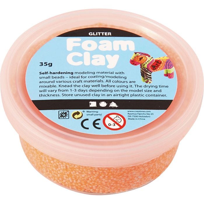 Foam Clay®, glitter, orange, 35 g/ 1 tub