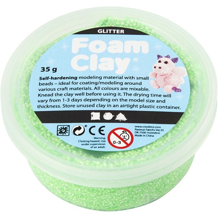 Foam Clay®, glitter, green, 35 g/ 1 tub