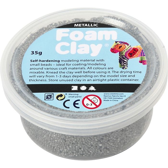 Foam Clay®, metallic, silver, 35 g/ 1 tub