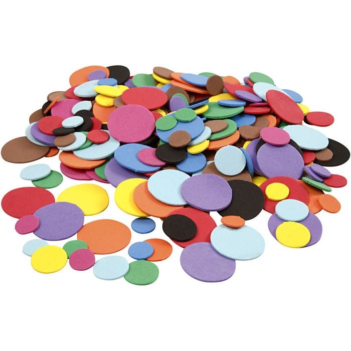 EVA Foam Circles, 12+20+32 mm, assorted colours, 2120asstd./ 1 pack