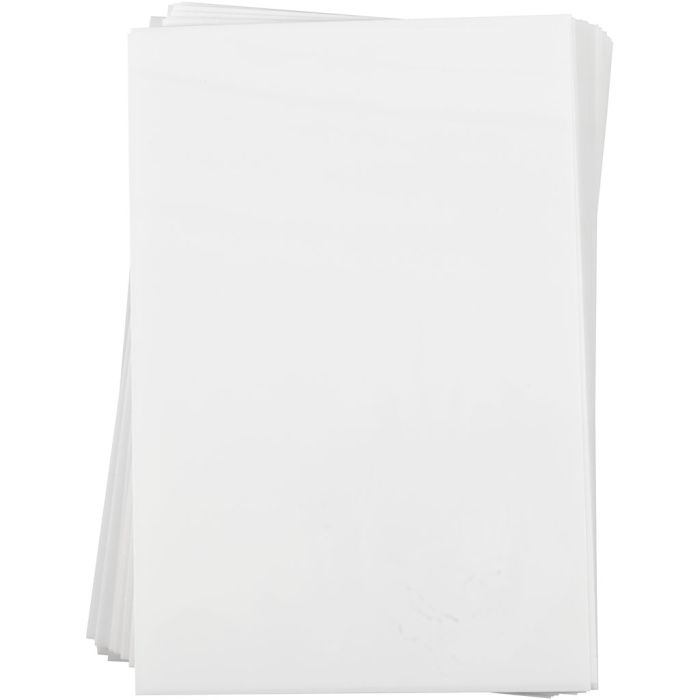 Shrink Plastic Sheets, sheet 20x30 cm, thickness 0,3 mm, matt white, 100 sheet/ 1 pack