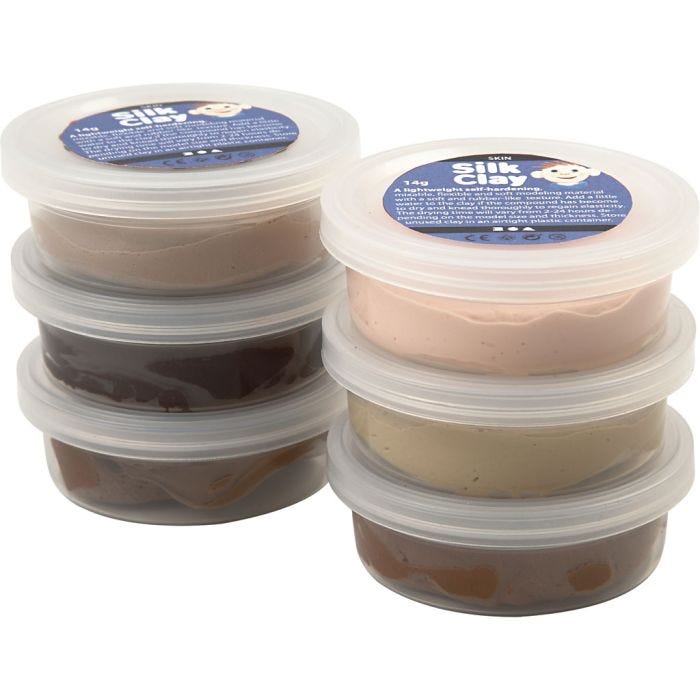 Silk Clay®, skin colours, 6x14 g/ 1 pack