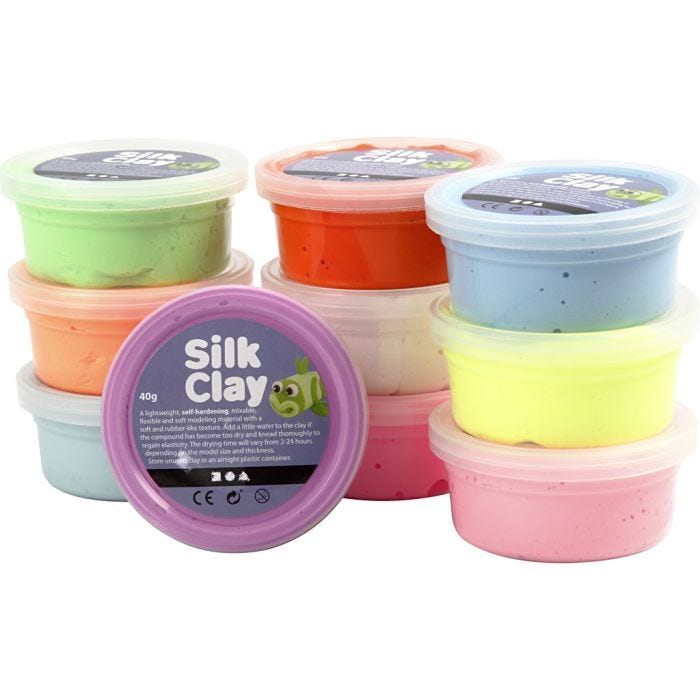 Silk Clay®, Basic 2, assorted colours, 10x40 g/ 1 pack