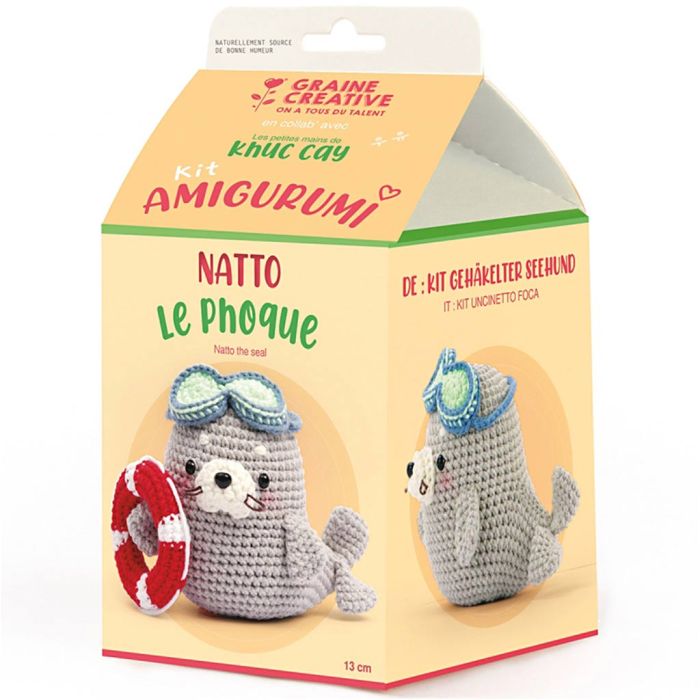 Amigurumi Crochet Kit, Natoo the Seal, size 13 cm, 1 pack