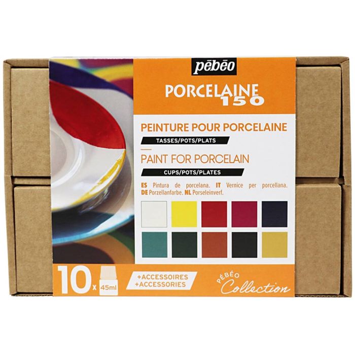 Pébéo Collection boxed set, Porcelain paint, assorted colours, 1 pack