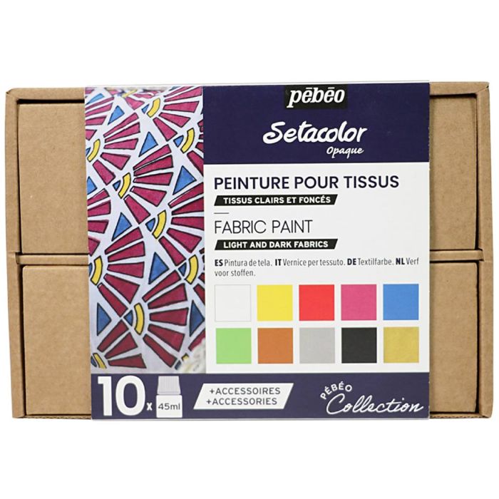 Pébéo Collection boxed set, Fabric paint no. 1, assorted colours, 1 pack