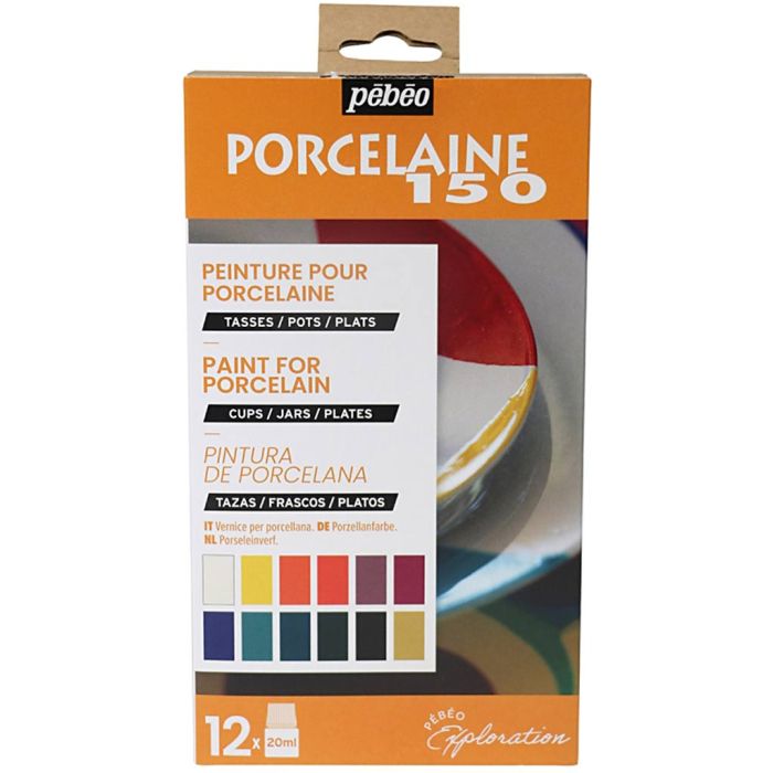 Pébéo Exploration Set, Porcelain paint, no. 1, assorted colours, 12x20 ml/ 1 pack