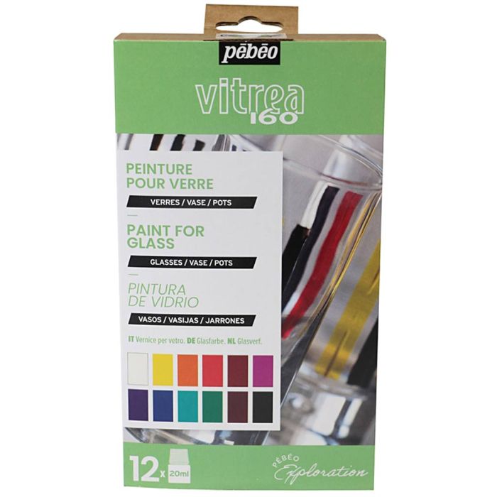 Exploration Box, Glass paint, assorted colours, 12x20 ml/ 1 pack