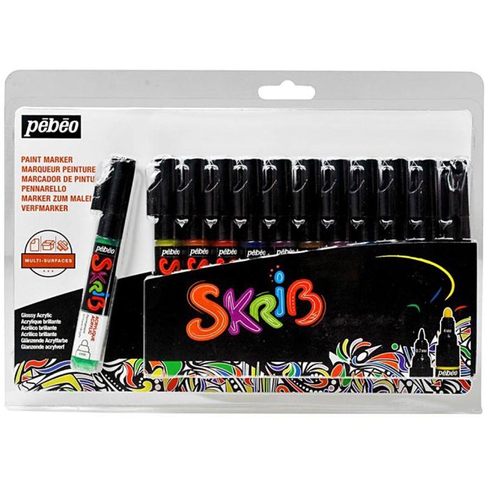 Skrib acrylic paint marker set, standard colours, 12 pc/ 1 pack