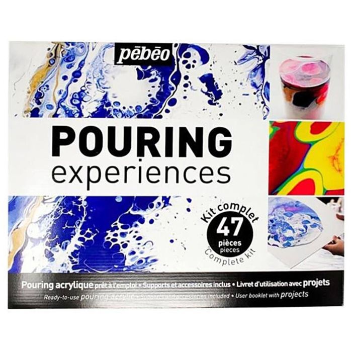 Pebeo paint kit, Experiences with pouring technique, assorted colours, 47 parts/ 1 pack