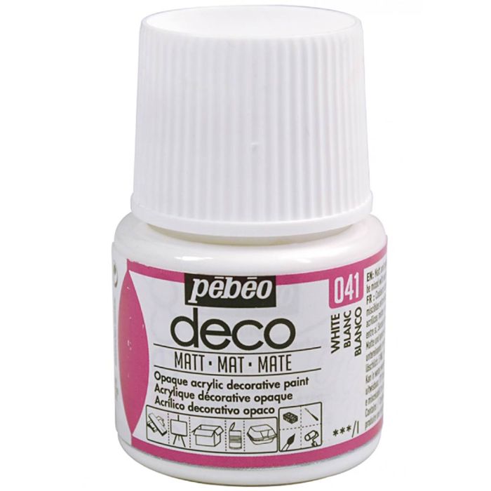 Déco paint, matt, white, 45 ml/ 1 bottle