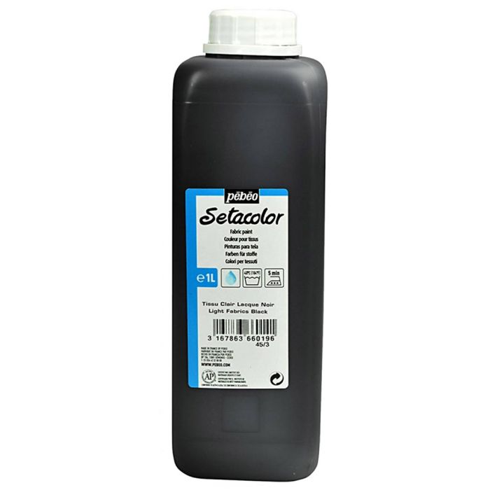 Pébéo Setacolor fabric paint, Light fabric, black, 1000 ml/ 1 bottle