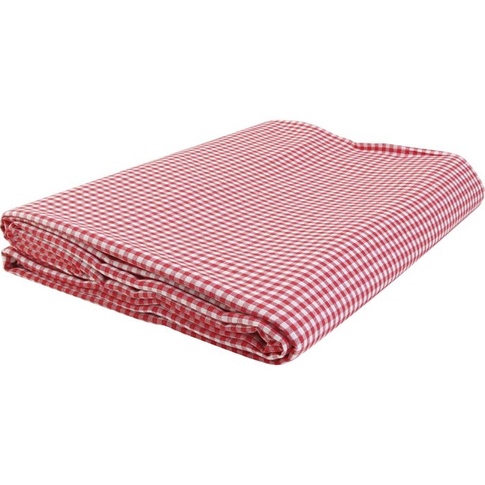 Cotton fabric, squares 4x4 mm, W: 145 cm, red, white, 5 m/ 1 pack