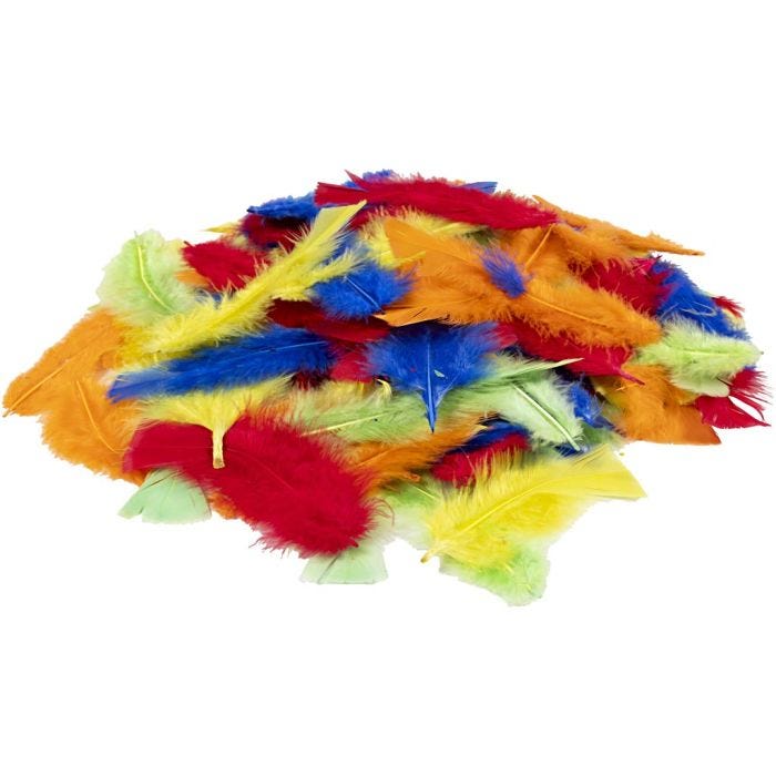 Down, L: 7-15 cm, assorted colours, 100 g/ 1 bag