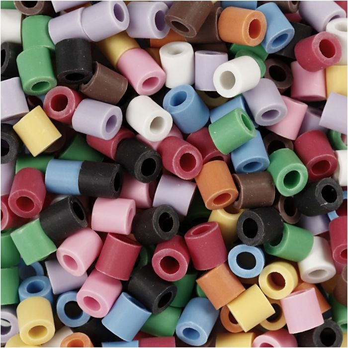 NABBI BioBeads, size 5x5 mm, hole size 2.5 mm, medium, assorted colours, 3000 pc/ 1 pack