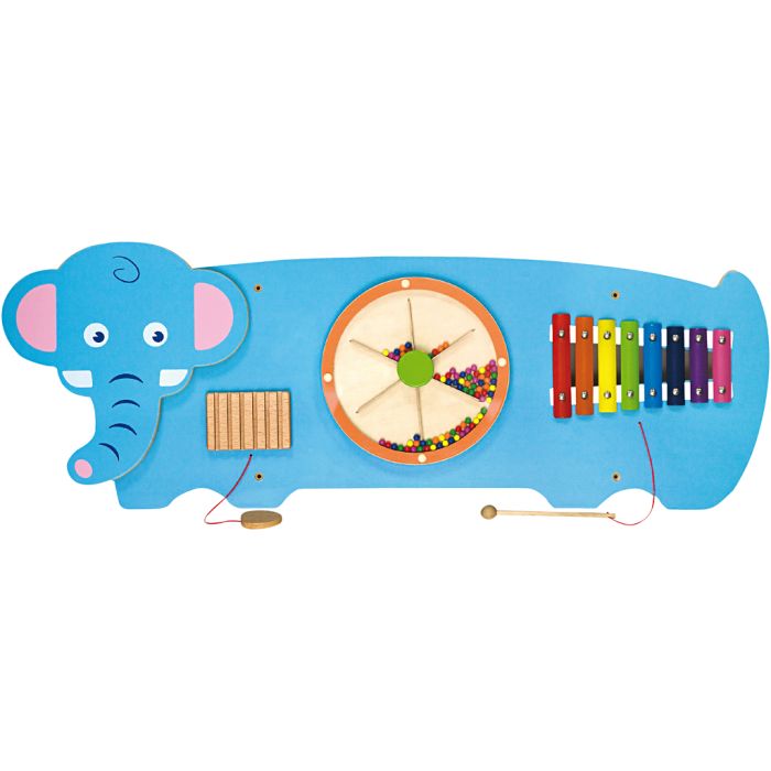 VIGA wooden activity board with elephant, size 91x32x4,6 cm, 1 pc