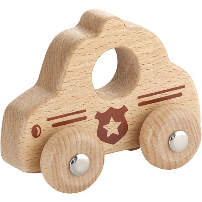 VIGA Small Wooden Police Car, Police car, 9x7,5 cm, 1 pc