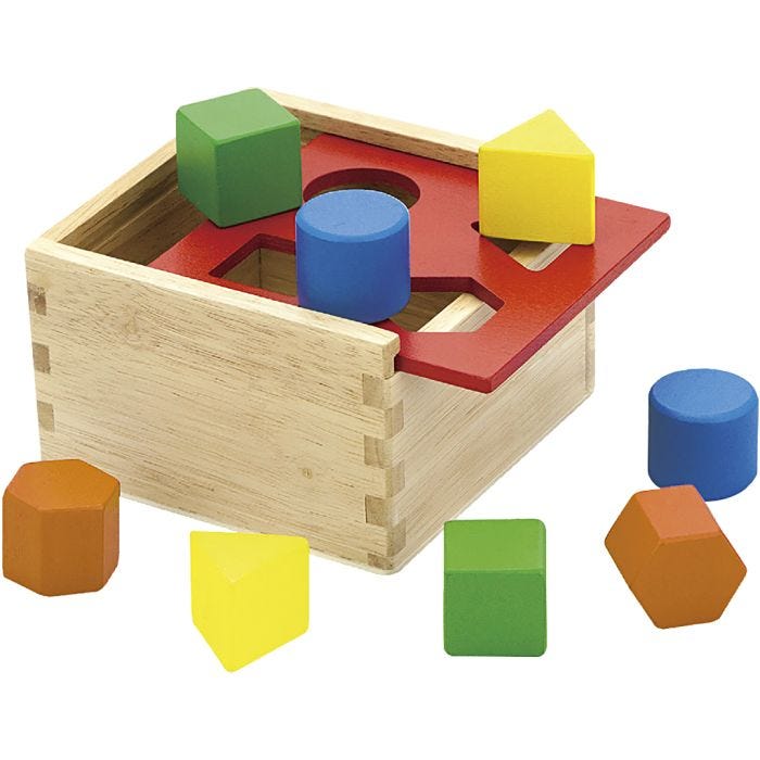 VIGA wooden shape sorter, 13x13x8 cm, 1 pc