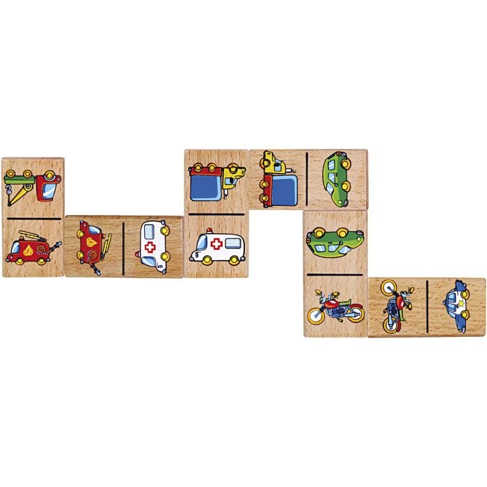 VIGA dominoes for children, vehicles, 28 puzzle pieces, 1 pc