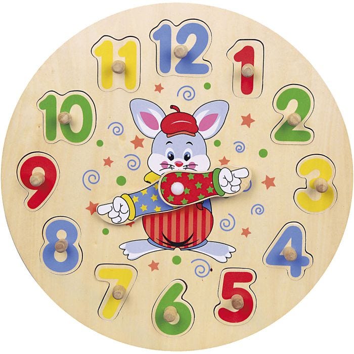VIGA clock jigsaw puzzle, Clock, dia. 30 cm, 12 puzzle pieces, 1 pc