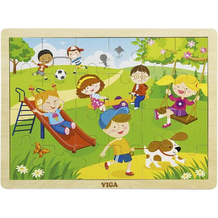 VIGA wooden jigsaw puzzle, the seasons, spring, size 30x22,5 cm, 1 pc, 24 puzzle pieces