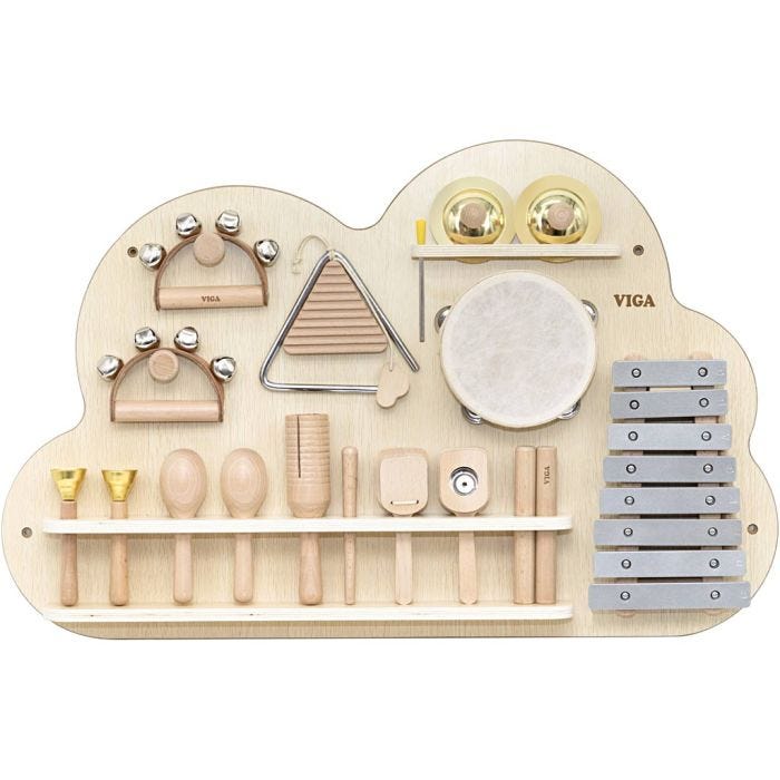 VIGA Activity Board with Percussion Instruments , H: 48 cm, L: 75, W: 6,6, 12 parts/ 1 pack