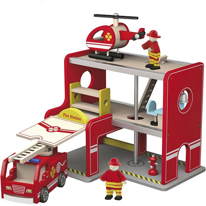 VIGA wooden fire station, 35x26x28 cm, 1 pc