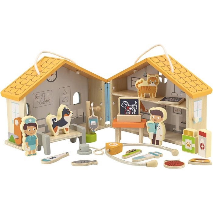 VIGA Animal Hospital, H: 17 cm, L: 22 cm, W: 12 cm, 19 parts/ 1 pack