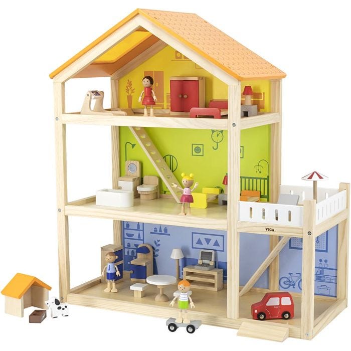 VIGA Dollhouse, H: 67 cm, D. 28 cm, W: 62 cm, 1 pc