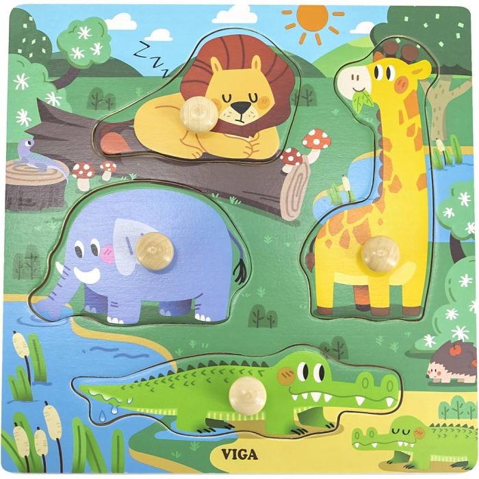 VIGA Jigsaw Puzzle with Knobs, H: 26 mm, L: 22 cm, W: 22 cm, 1 pc