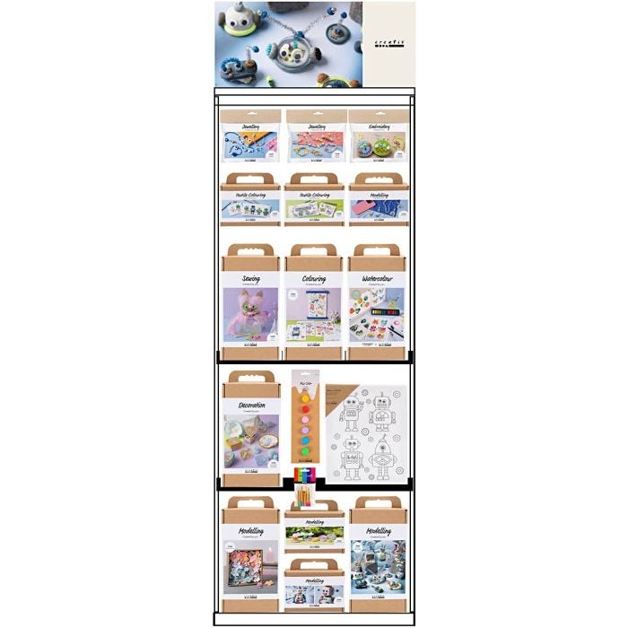 Floor Display, unassembled, New arrivals for children, H: 1580 mm, L: 600 mm, W: 400 mm, 97 sales units/ 1 pc
