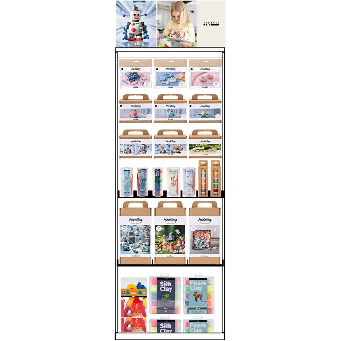 Floor Display, unassembled, Modelling for children, H: 1580 mm, L: 600 mm, W: 400 mm, 96 sales units/ 1 pc