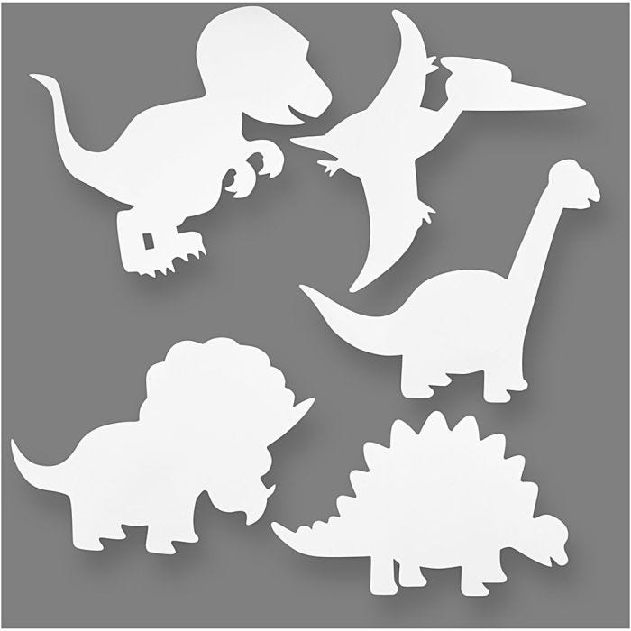 Dinosaur, H: 15-22 cm, W: 24-25 cm, 230 g, white, 16 pc/ 1 pack