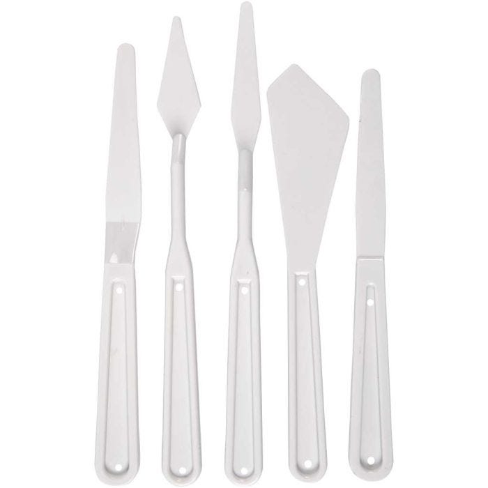 Palette Knives, L: 17-20 cm, W: 13-33 mm, white, 5 pc/ 1 pack