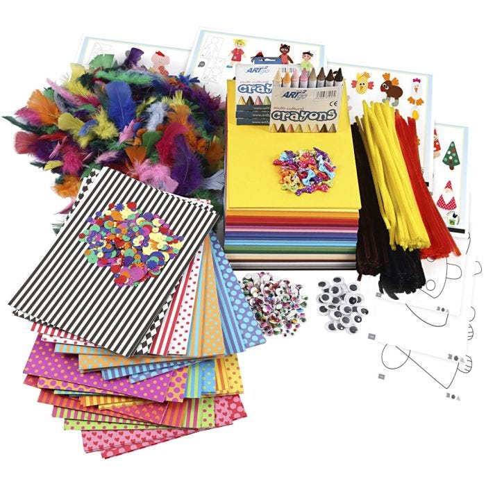 Large Creative Package of Materials and Templates, assorted colours, 1 set