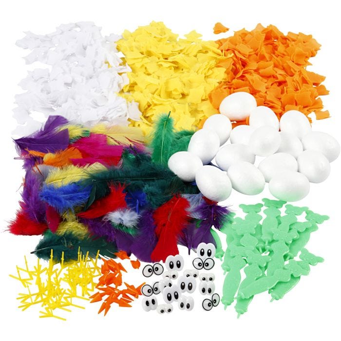 Kit To make Easter Chicks, H: 6 cm, 16 pc, 1 set