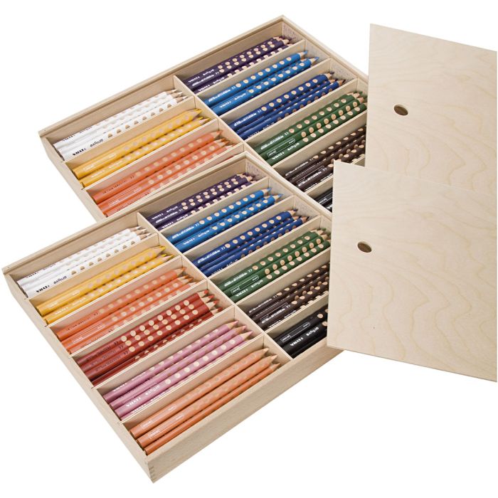 Groove Colouring Pencils, L: 18 cm, lead 4,25 mm, assorted colours, 2x144 pc/ 1 pack