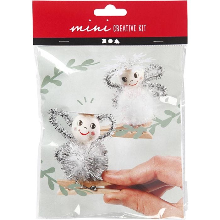 Mini Craft Kit, angels on wooden pegs, 1 pack