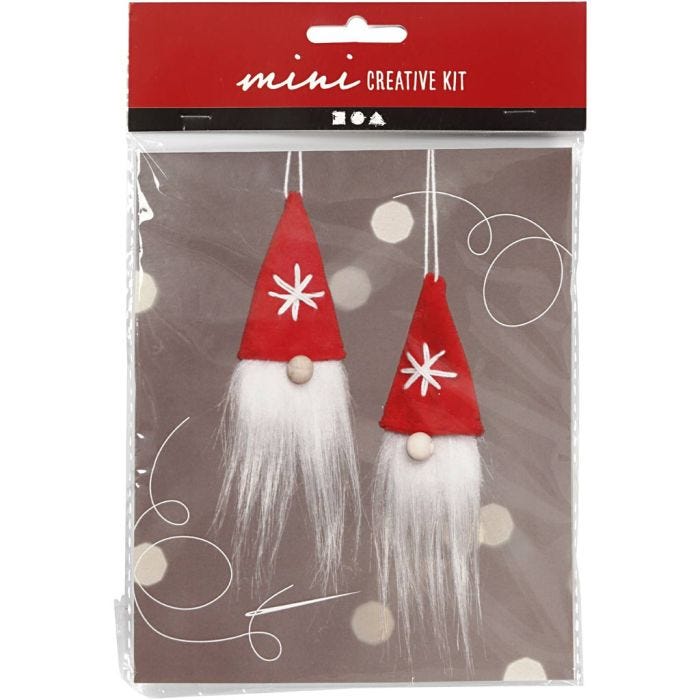 Mini Craft Kit, hanging Christmas gnome, H: 11 cm, 1 pack