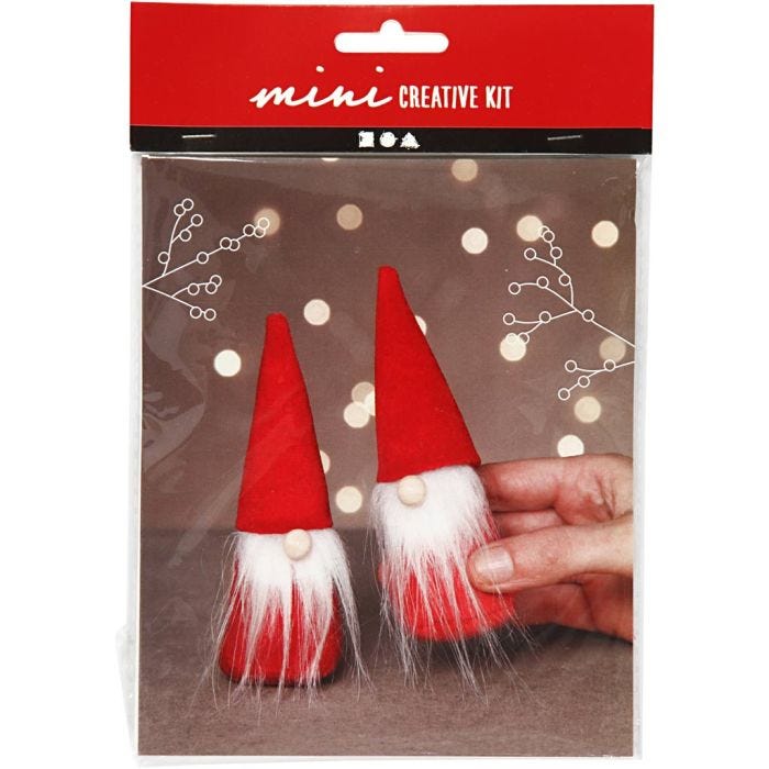 Mini Craft Kit, Christmas gnome, H: 12 cm, red, 1 pack