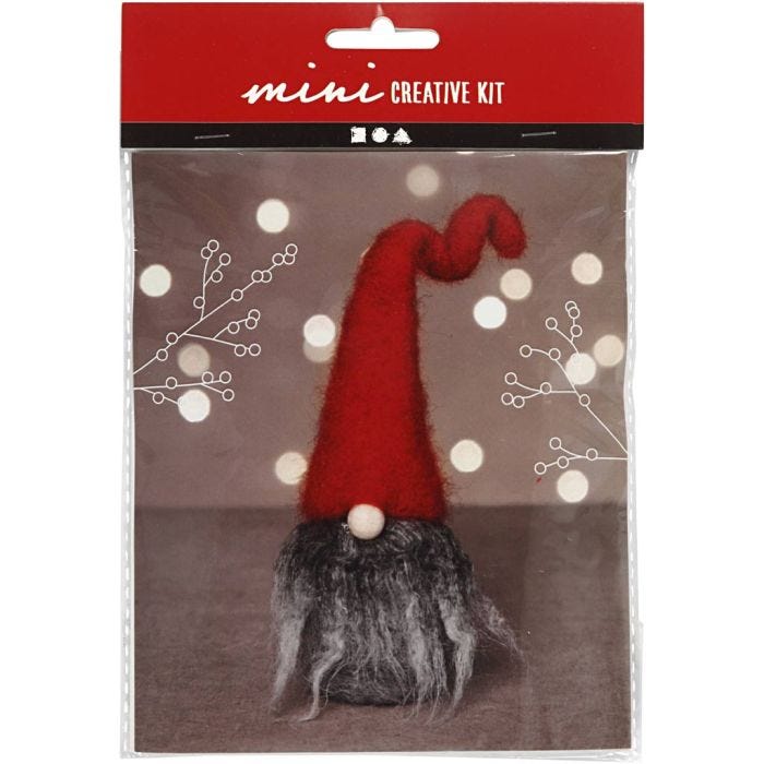 Mini Craft Kit, Christmas gnome w/grey beard, H: 13 cm, 1 pack