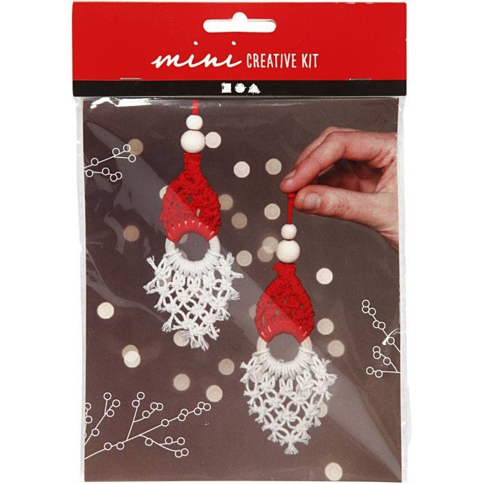 Mini Craft Kit, macramé Christmas elf, H: 14 cm, 1 pack