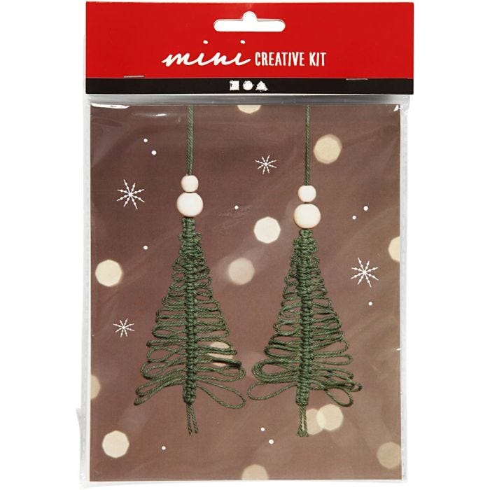 Mini Craft Kit, macramé Christmas tree, H: 11 cm, 1 pack