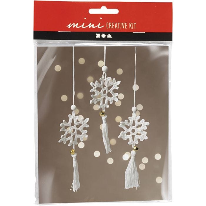 Mini Craft Kit Crochet , Snowflakes, white, 1 pack