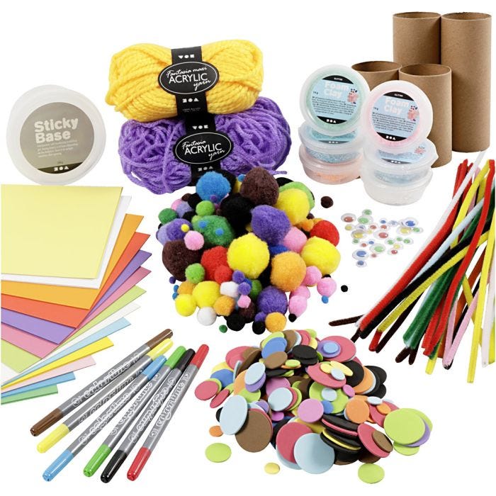 Creative kit – Figures made from cardboard tubes, happy colours, 1 set