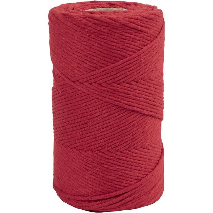 Macramé Cord, L: 198 M, dia. 2 mm, red, 330 g/ 1 roll