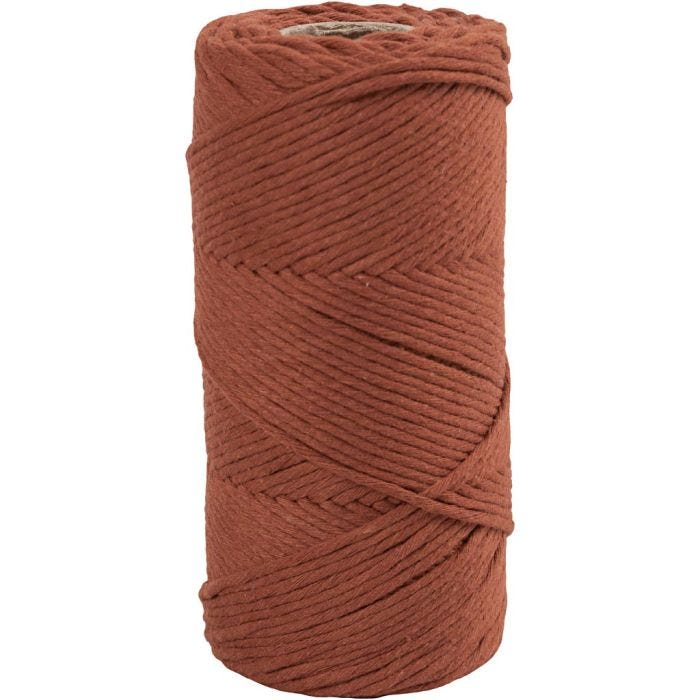 Macramé Cord, L: 198 M, dia. 2 mm, burnt orange, 330 g/ 1 roll